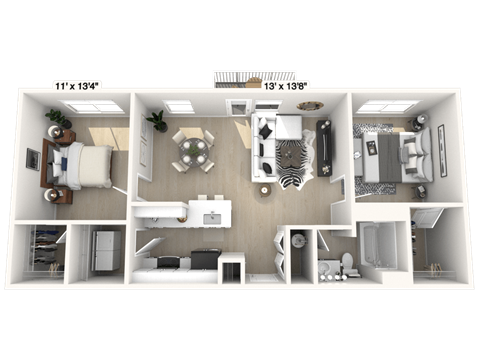 The Congressional - 2 BR 1 BA Floor Plan at Alexandria of Carmel Apartments, Indiana, 46032